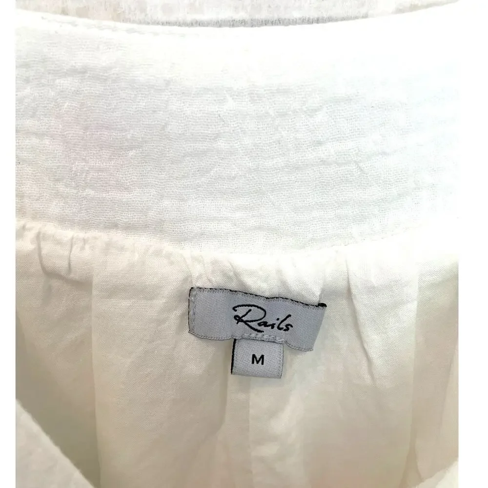 Rails Valentina Dress M White Cotton Gauze Tiered Mini Lined Square Neck Boho - Picture 4 of 6